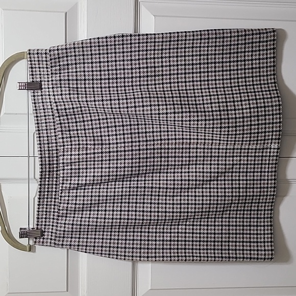 Land's End houndstooth neutral mini skirt size M Womens Beige Black Grey Check - Picture 3 of 11